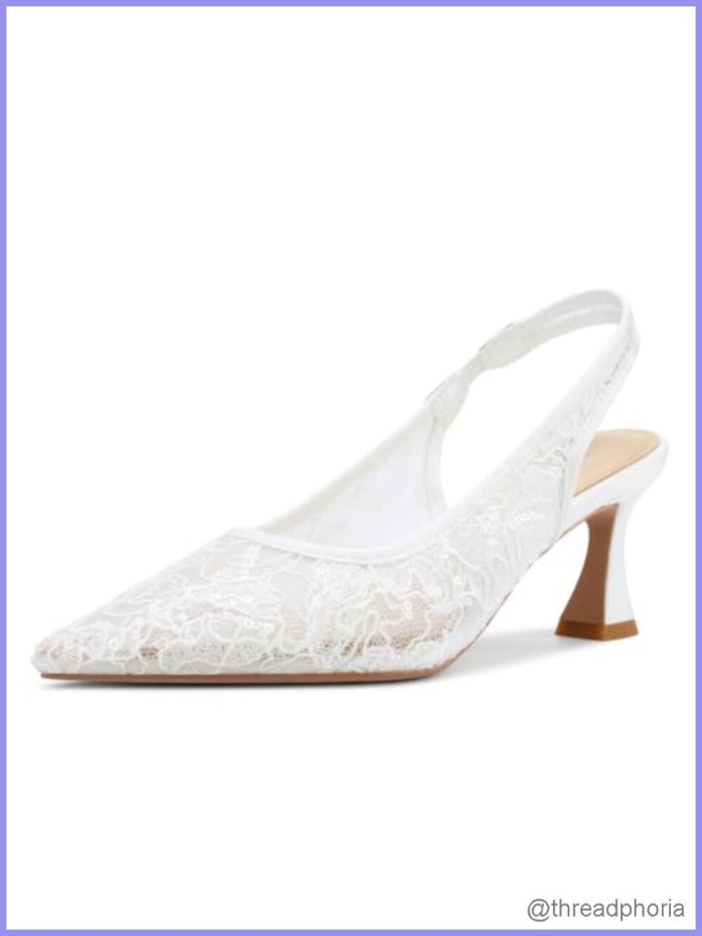 Lace Slingback Kitten Heel Pumps Wedding Shoes 2.5